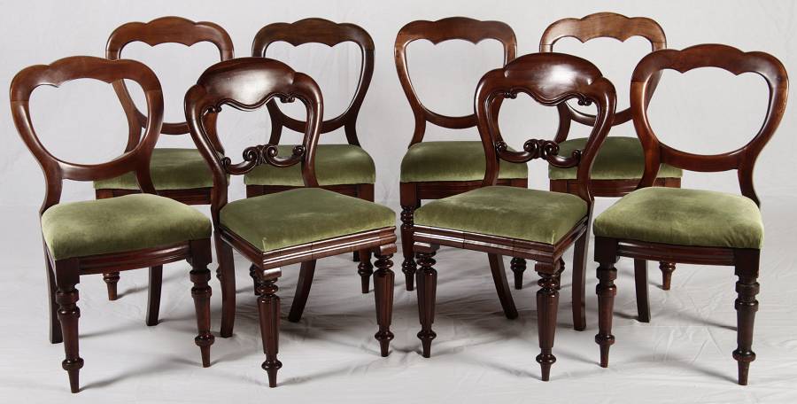 8 Antike viktorianische Stühle&nbsp;mit&nbsp;Ballonrücken&nbsp;aus Mahagoni, 19. Jahrhundert